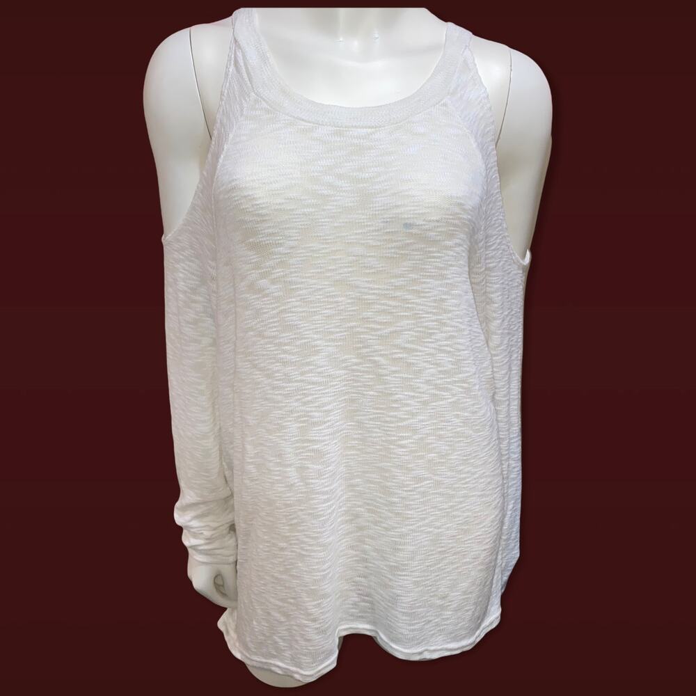 Poof sheer white cold shoulder casual sweater size 2X